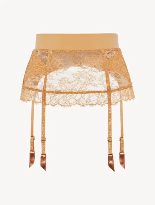 Nude Lycra Control Fit Suspender With Chantilly Lace