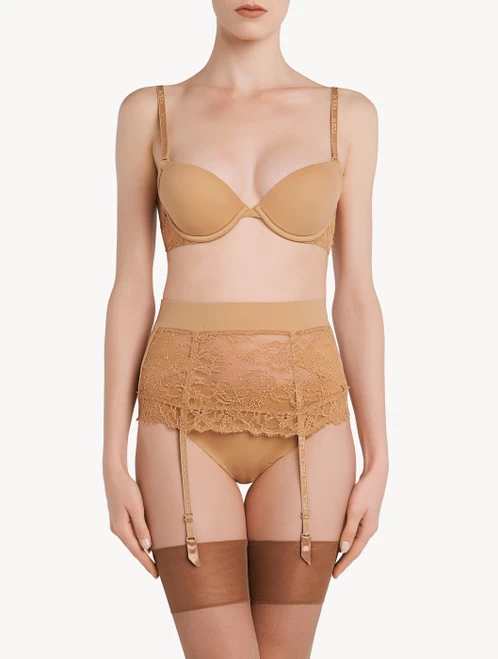 Nude Lycra Control Fit Suspender With Chantilly Lace - Image 2