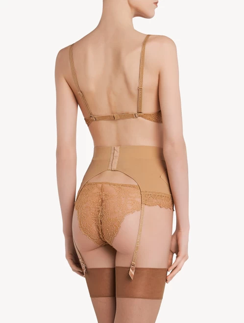 Nude Lycra Control Fit Suspender With Chantilly Lace - Image 3