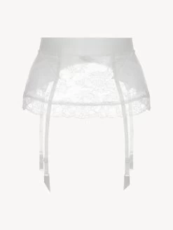 White Lycra Control Fit Suspender With Chantilly Lace