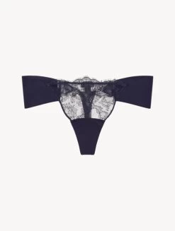 Black Lycra Thong With Chantilly Lace
