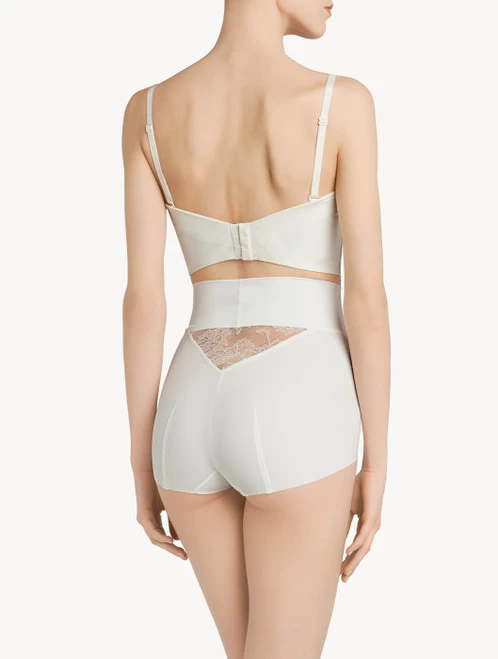 White Lycra Control Fit High-waist Briefs With Chantilly Lace - Image 3
