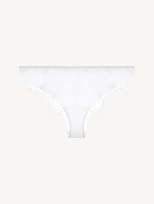 White Brazilian Brief With Chantilly Lace