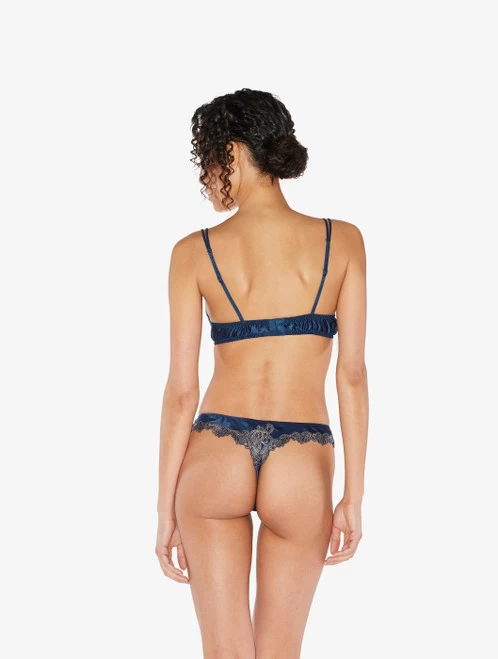 Maison Blue Silk Satin G-string With Frastaglio - Image 3