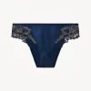 Maison Blue Silk Medium Briefs With Frastaglio