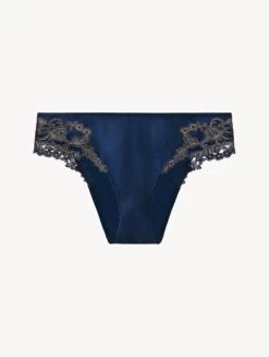 Maison Blue Silk Medium Briefs With Frastaglio