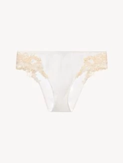Maison White Silk Medium Briefs With Frastaglio