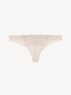 Rose Beige Macramé Thong