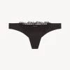 Black Thong With Macramé