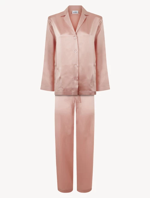 Powder Pink Silk Pajama Set