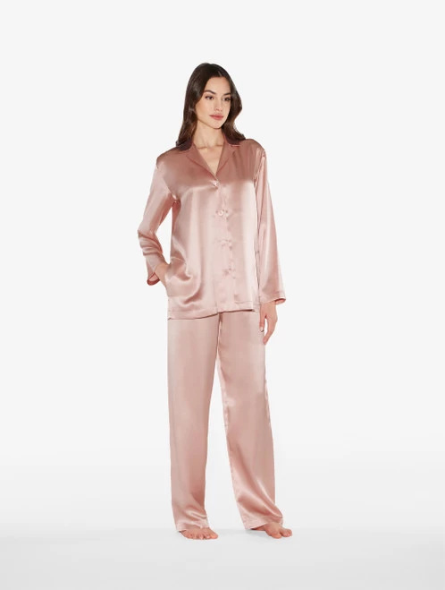 Powder Pink Silk Pajama Set - Image 2