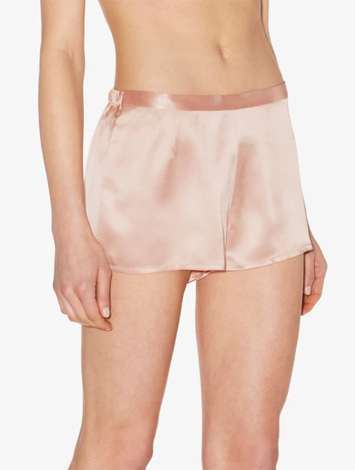 Powder Pink Silk Pajama Shorts - Image 2
