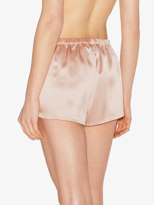 Powder Pink Silk Pajama Shorts - Image 3