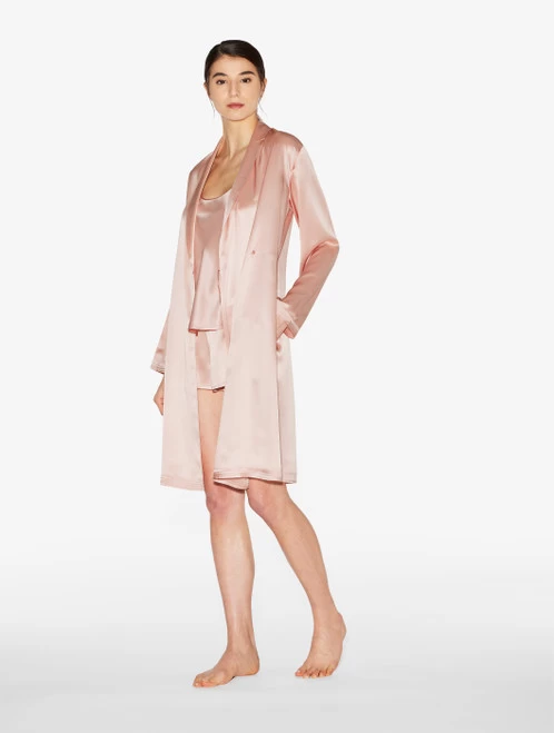 Powder Pink Silk Pajama Shorts - Image 5