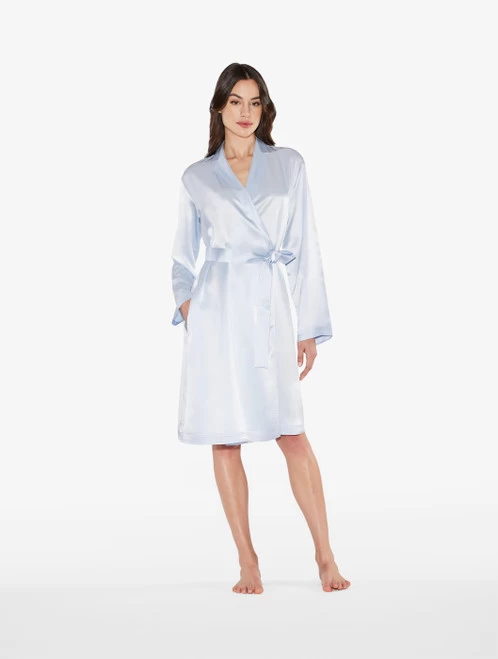 Azure Silk Short Robe - Image 2