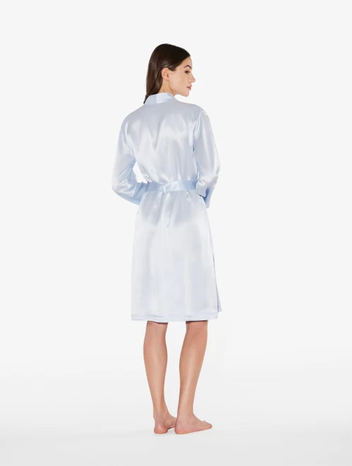 Azure Silk Short Robe - Image 3