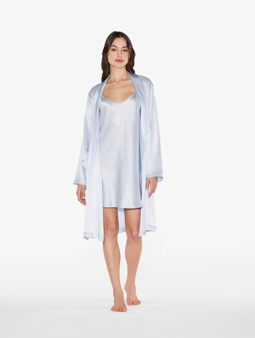 Azure Silk Short Robe - Image 4