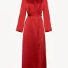 Silk Long Robe In Garnet