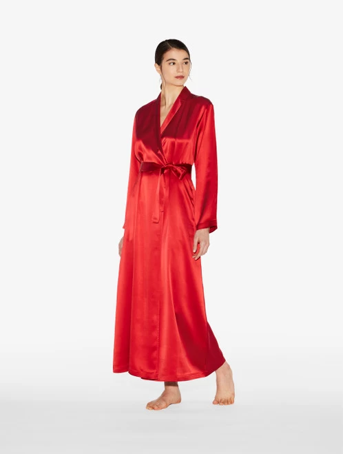 Silk Long Robe In Garnet - Image 2