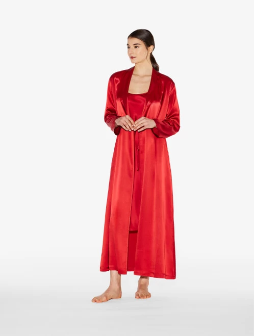 Silk Long Robe In Garnet - Image 4