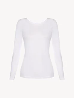 White Cotton Long-sleeved Top