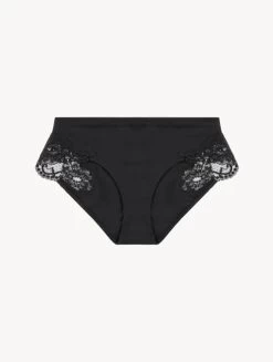 Black Cotton Mid-rise Briefs