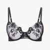 Underwired Bra In Black Lycra With Embroidered Tulle