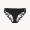 Medium Brief In Black Lycra With Embroidered Tulle