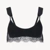 Wireless Bra In Black With Lace Overlay