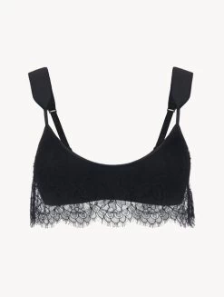 Wireless Bra In Black With Lace Overlay