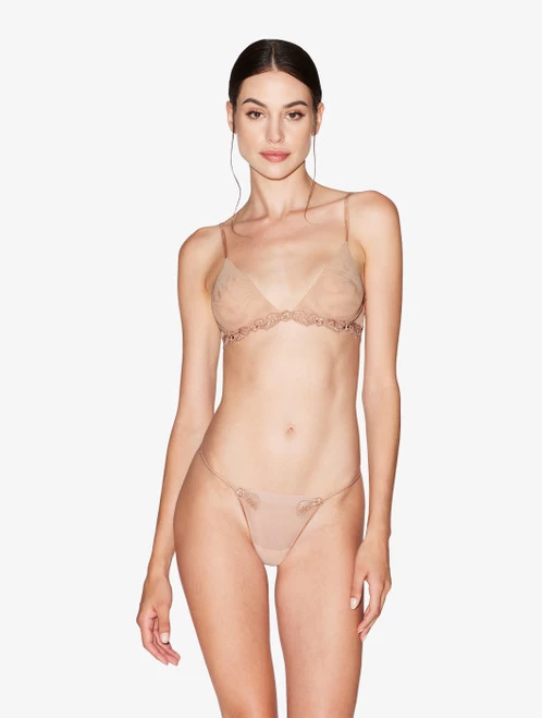 Triangle Bra In Sand Stretch Tulle - Image 2