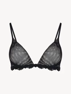 Triangle Bra In Sheer Black Stretch Tulle