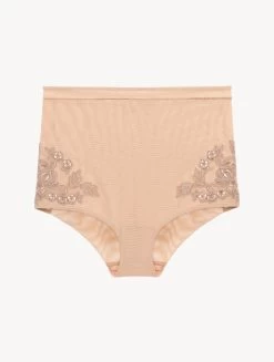 High-waisted Briefs In Sand Stretch Tulle