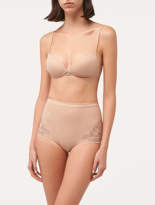 High-waisted Briefs In Sand Stretch Tulle - Image 2