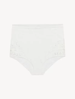 High-waisted Briefs In Off-white Stretch Tulle