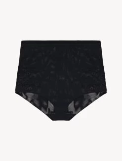 High-waisted Briefs In Black Stretch Tulle