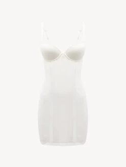 Slip Dress In Off-white Stretch Tulle