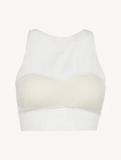 Crop Top In Off-white Stretch Tulle