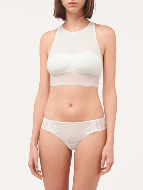 Crop Top In Off-white Stretch Tulle - Image 2