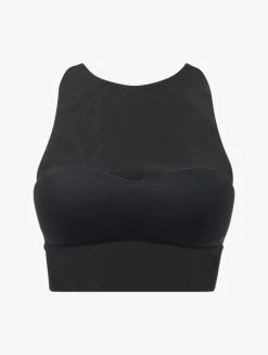 Crop Top In Black Stretch Tulle