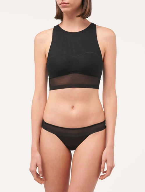 Crop Top In Black Stretch Tulle - Image 2