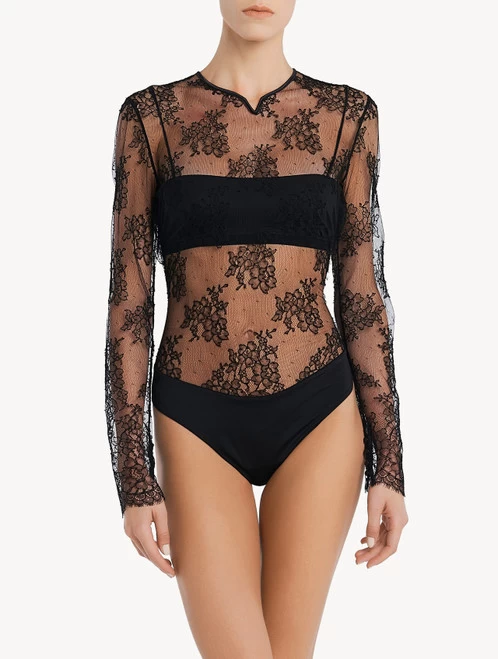 Lace Bodysuit In Black - Image 2