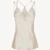 Rose Beige Camisole In Silk With Macramé Frastaglio