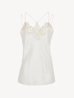 Off-white Camisole In Silk With Macramé Frastaglio