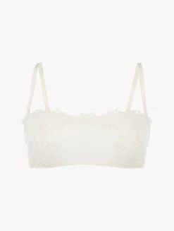 Off-white Non-wired Bandeau Bra With Macramé