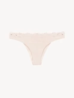 Brazilian Brief In Rose Beige Lycra With Macrame