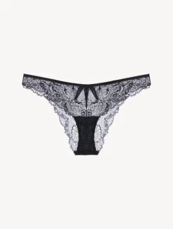 Brazilian Briefs In Black With Leavers Lace