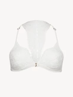 Soft Triangle Bra In Off White With Cotton Leavers Lace