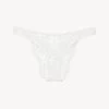 Brazilian Brief In Off White With Cotton Leavers Lace
