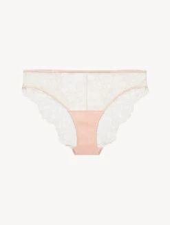 Brief In Linen And Nude Rose With Leavers Lace